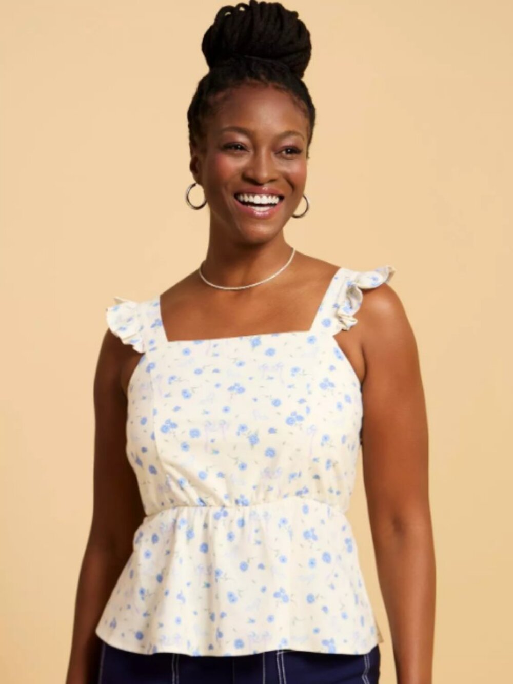 Disney Women's Boxlunch Cinderella Floral Ruffle Tank Top Peplum NWT Small